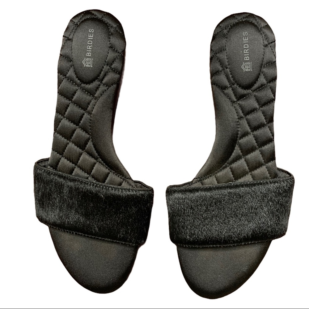 Birdies black sparrow slip on slides sandals 8.5